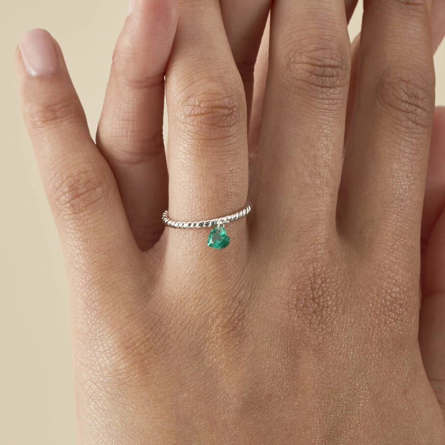 AGATHA FR Bague Fine BEGUIN - Vert / ArgentĂ© â Image 2