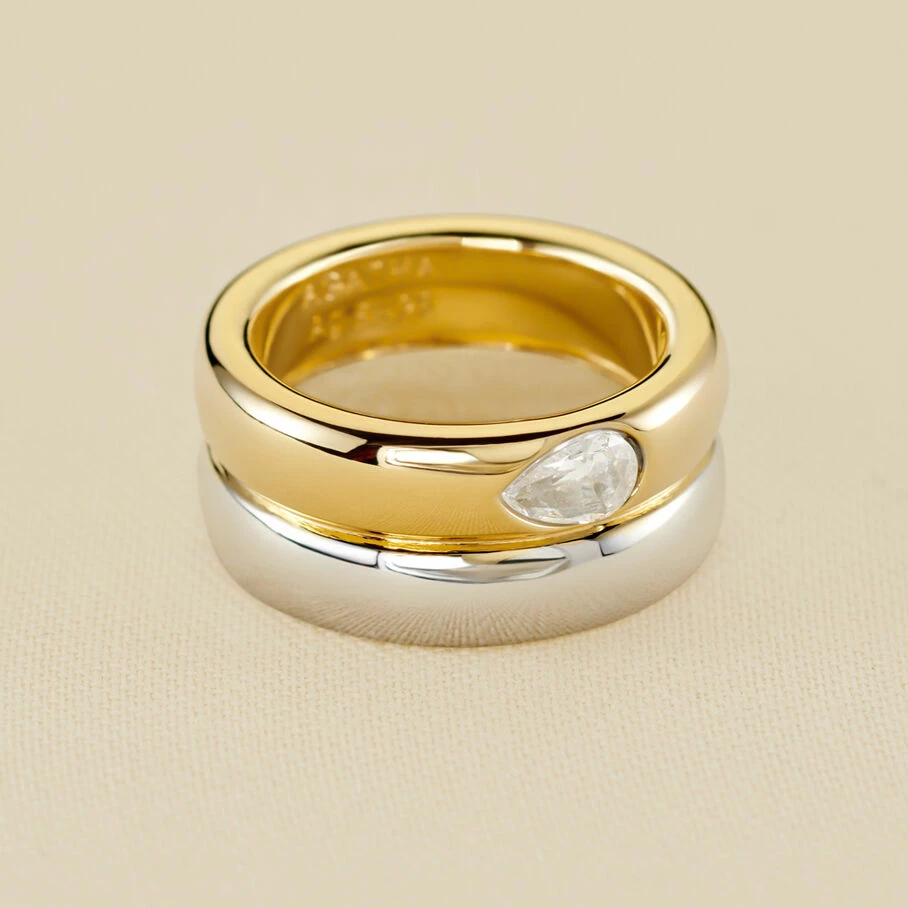 AGATHA FR Bague Large DUA - Argenté / Doré