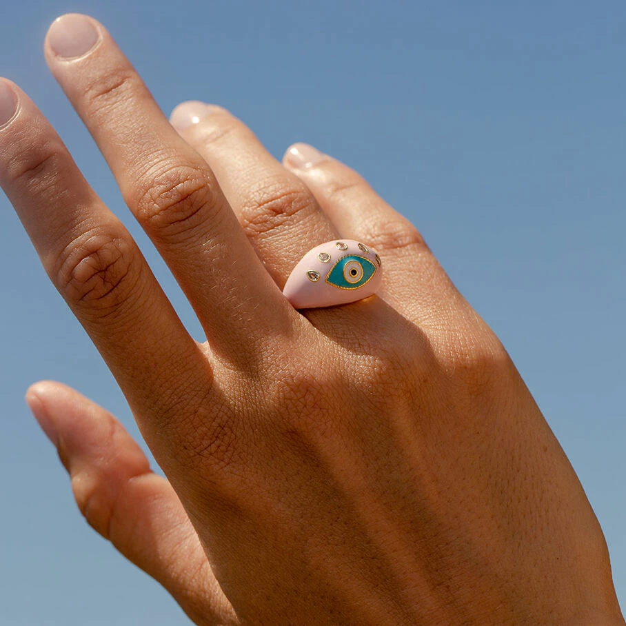 AGATHA FR Bague Large CYCLADES - Rose Pâle/ Doré – Image 2