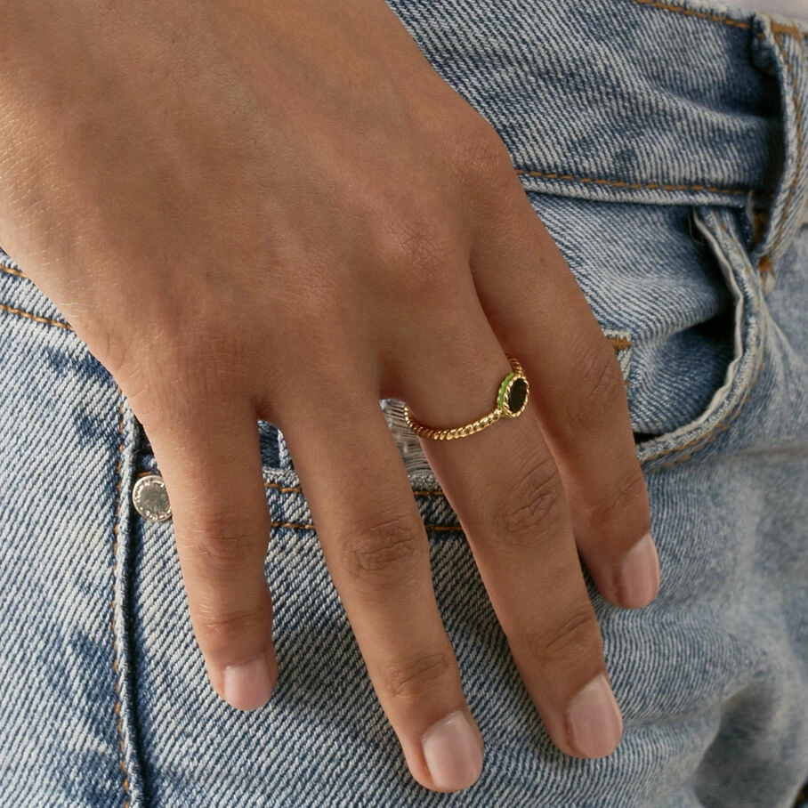 AGATHA FR Bague Fine ATMA - Onyx/ Vert â Image 2
