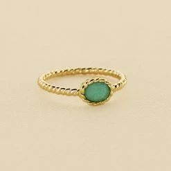AGATHA FR Bague Fine ATMA - Amazonite/ Jaune