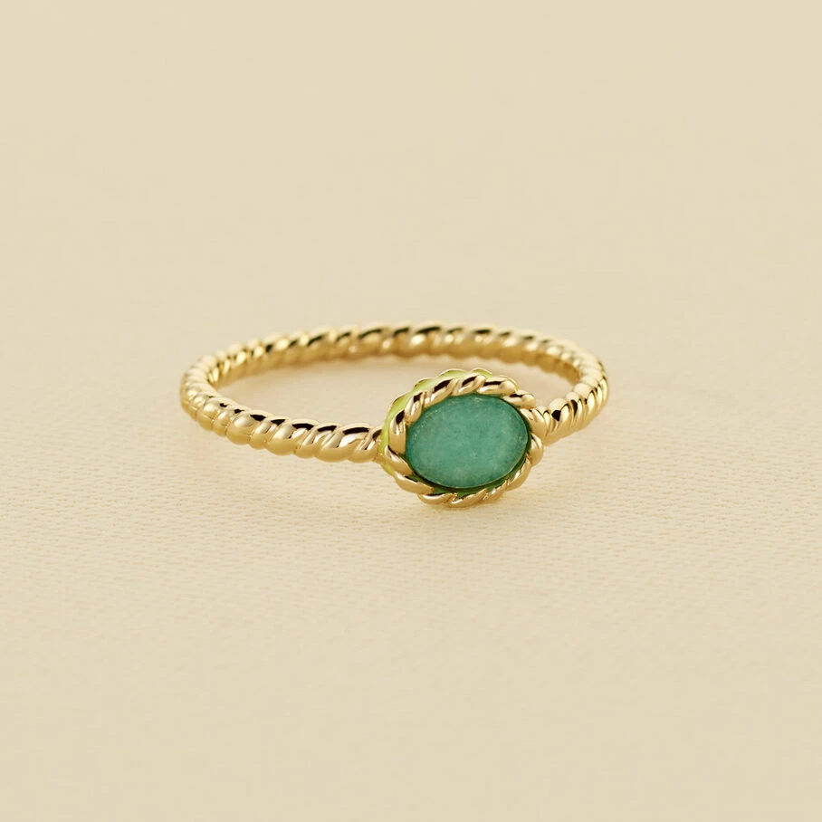 AGATHA FR Bague Fine ATMA - Amazonite/ Jaune