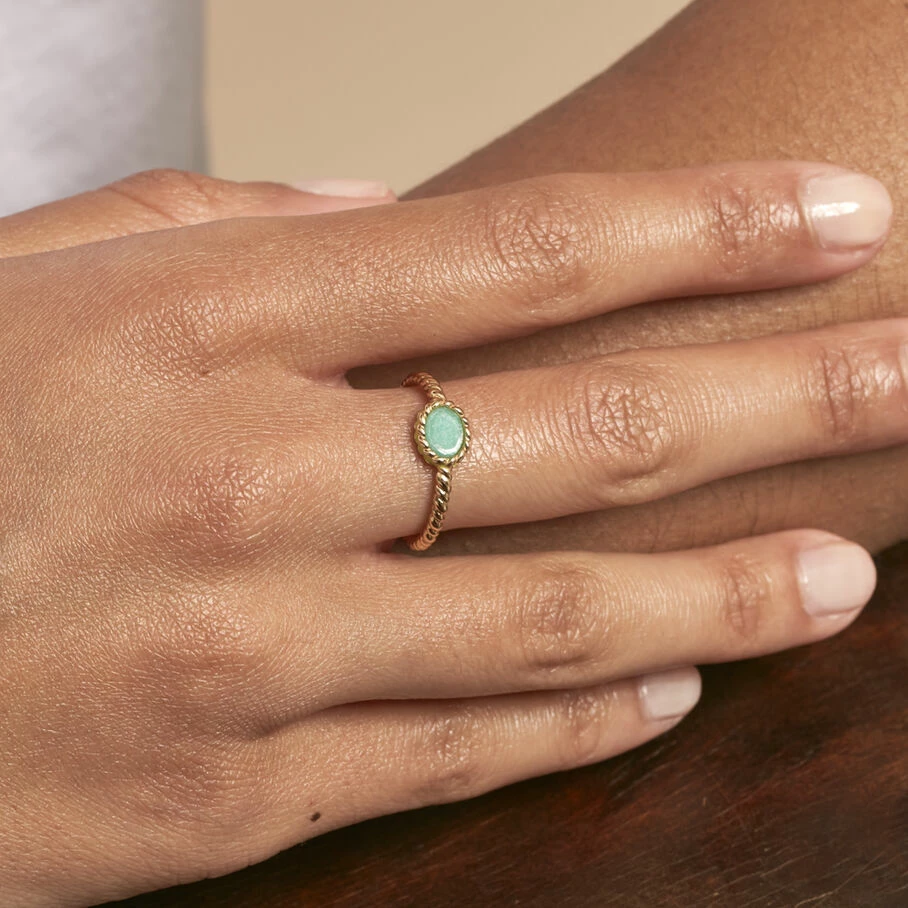 AGATHA FR Bague Fine ATMA - Amazonite/ Jaune â Image 2