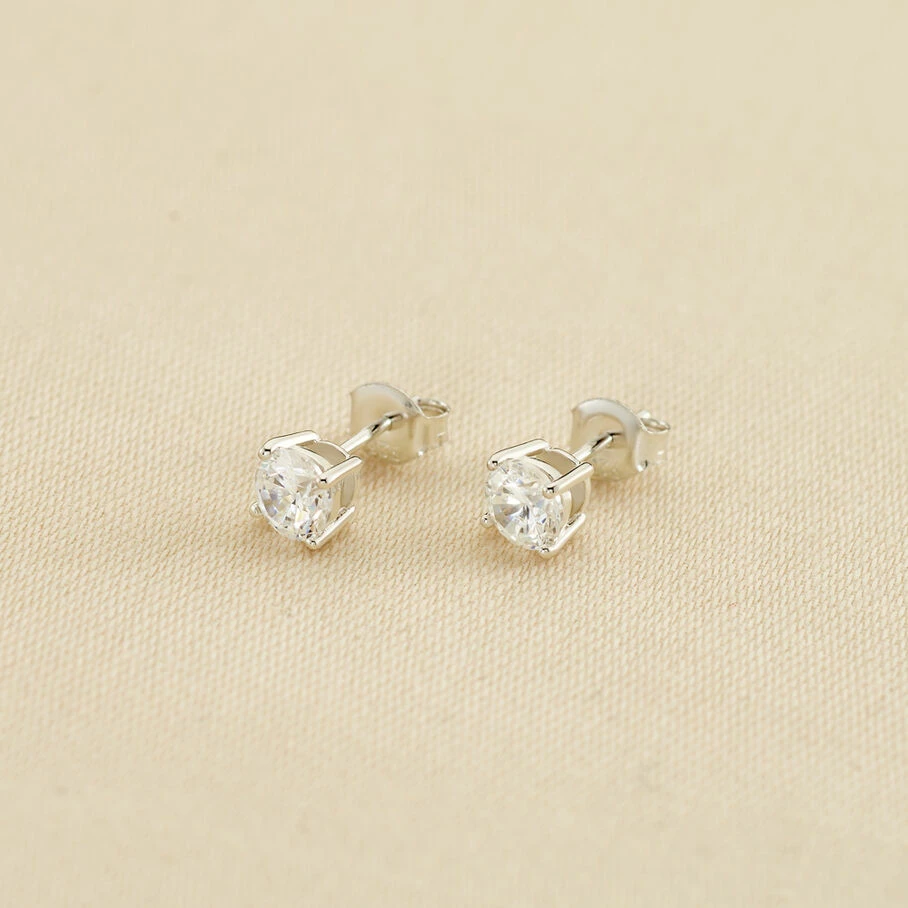 AGATHA FR Boucles D'oreilles Puces SOL - Cristal / Argenté