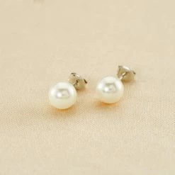 AGATHA FR Boucles D'oreilles Puces PERL - Perle / Argenté