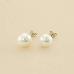 AGATHA FR Boucles D'oreilles Puces PERL - Perle / Argenté