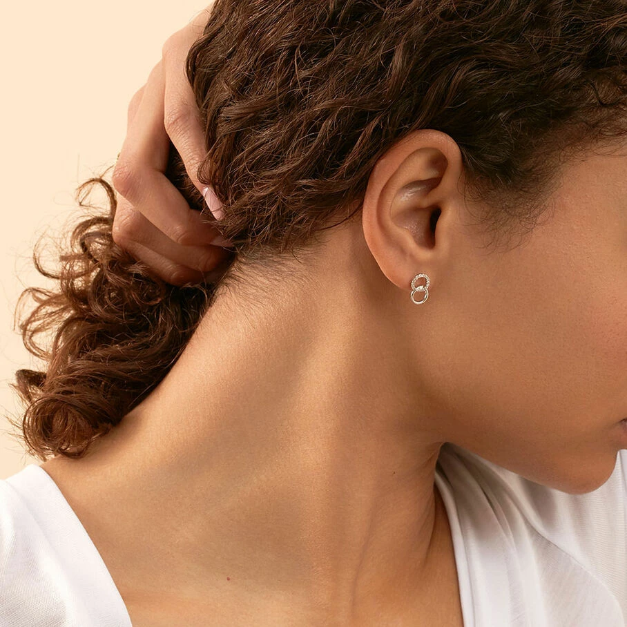 AGATHA FR Boucles D'oreilles Puces RONDOU - Cristal / Argenté – Image 2