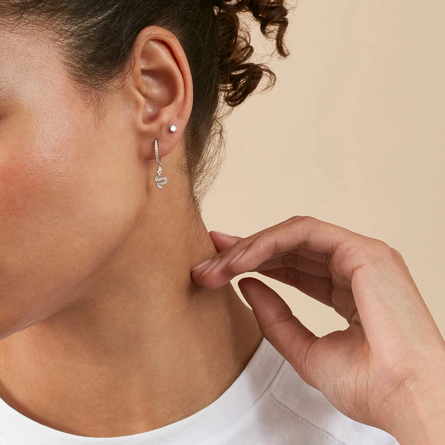 AGATHA FR Piercing Créole SNAKY - Cristal / Argenté – Image 2