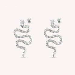AGATHA FR Boucles D'oreilles Pendantes SNAKY - Cristal / Argenté