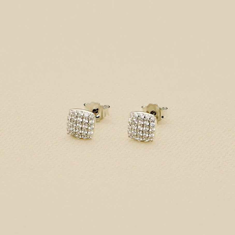 AGATHA FR Boucles D'oreilles Puces GLORIA - Cristal / Argenté