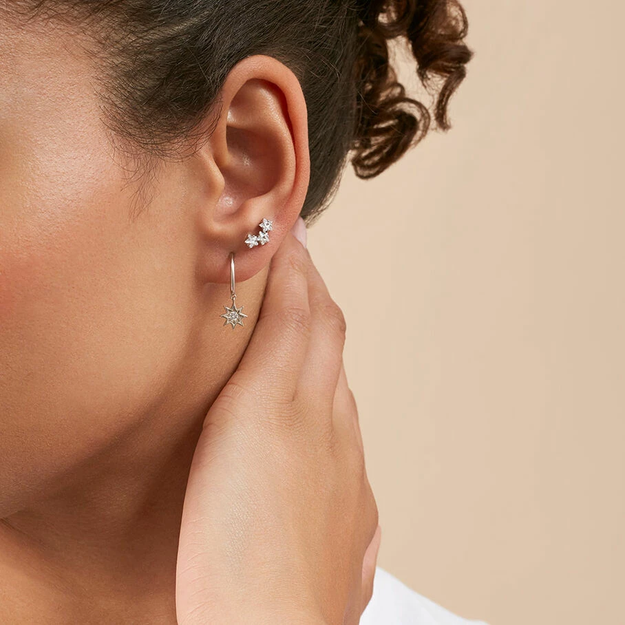 AGATHA FR Piercing Créole BIG STAR - Cristal / Argenté – Image 2