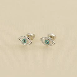AGATHA FR Boucles D'oreilles Puces LUCKY EYE - Turquoise / Argenté