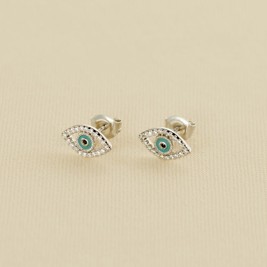 AGATHA FR Boucles D'oreilles Puces LUCKY EYE - Turquoise / Argenté