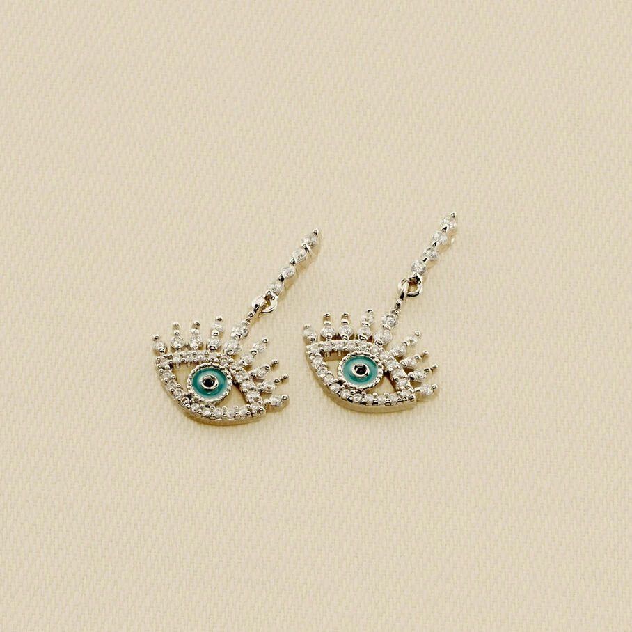 AGATHA FR Boucles D'oreilles Pendantes LUCKY EYE - Turquoise / Argenté