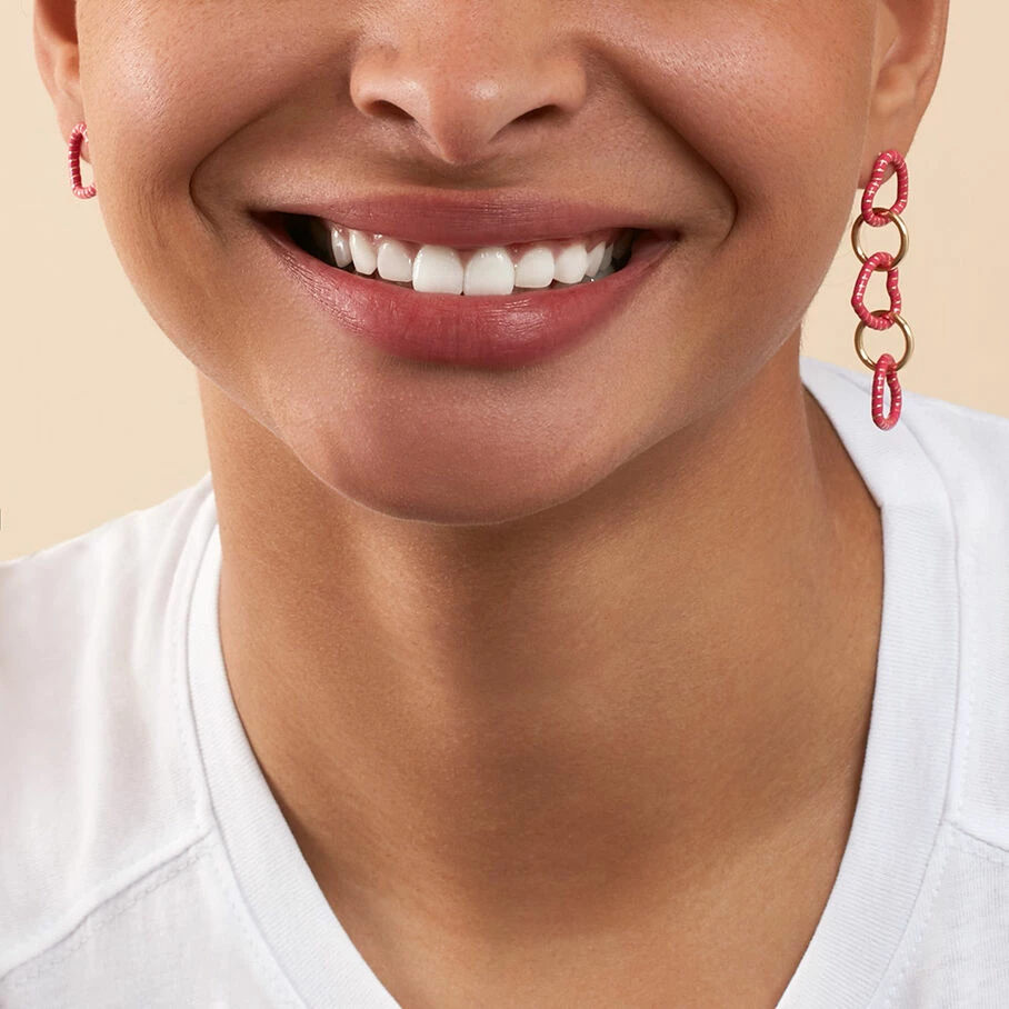 AGATHA FR Boucles D'oreilles Pendantes SESHA - Rose / Doré – Image 2