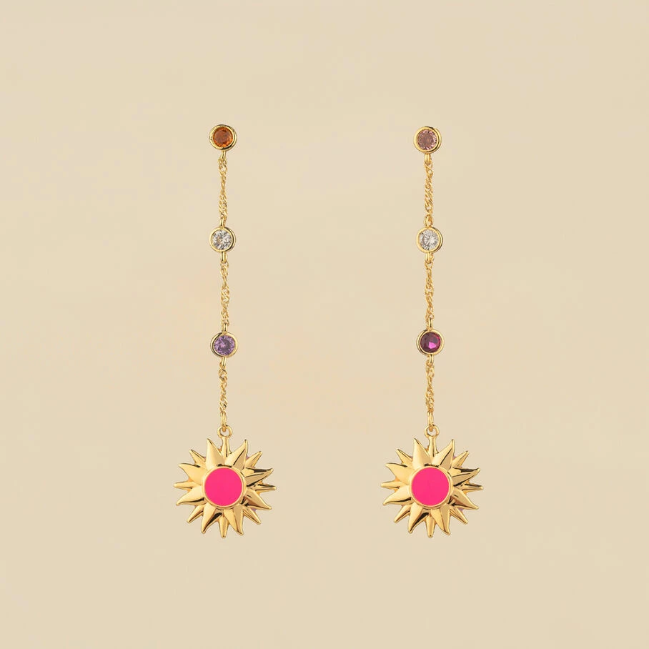 AGATHA FR Boucles D'oreilles Pendantes RODEO - Multicolore / Doré