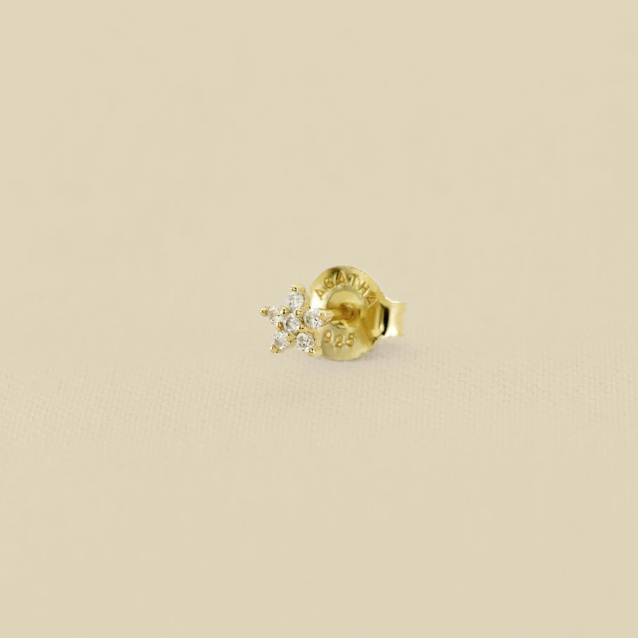 AGATHA FR Piercing Puce FLOR6 - Cristal / Doré