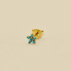 AGATHA FR Piercing Puce FLOR6 - Turquoise / Doré