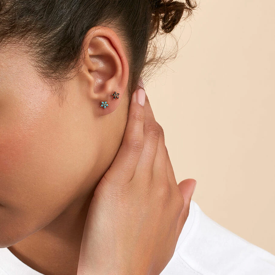 AGATHA FR Piercing Puce FLOR6 - Turquoise / Doré – Image 2