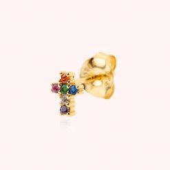 AGATHA FR Piercing Puce CROSS - Multicolore / Doré