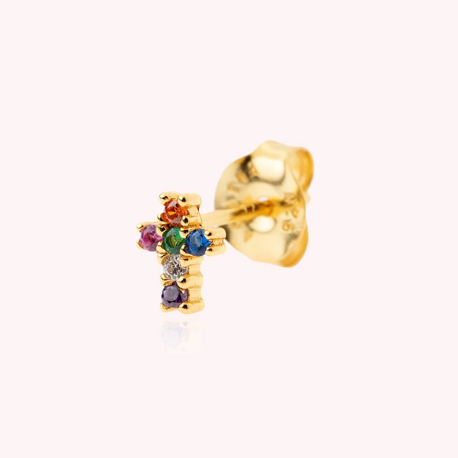 AGATHA FR Piercing Puce CROSS - Multicolore / Doré