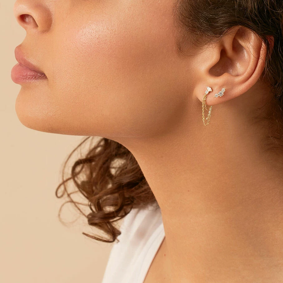 AGATHA FR Piercing Puce CROISSAN - Cristal / Doré – Image 3