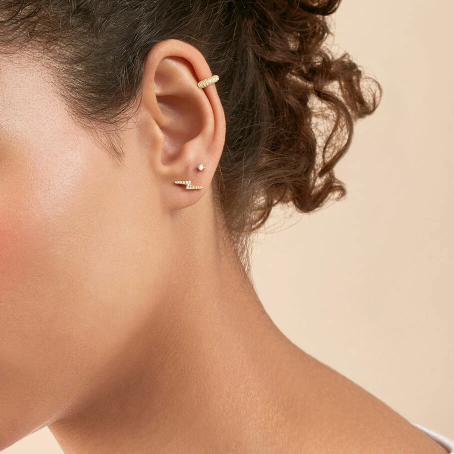 AGATHA FR Piercing Ear Cuff PAVE - Cristal / Doré – Image 3