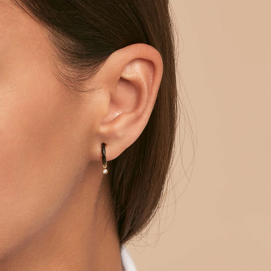 AGATHA FR Piercing Créole JUNGLY - Noir / Doré – Image 2