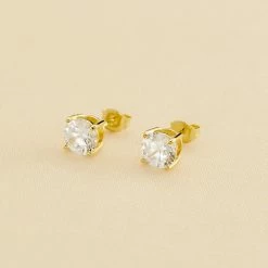 AGATHA FR Boucles D'oreilles Puces SOL - Cristal / Doré