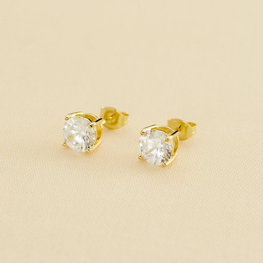 AGATHA FR Boucles D'oreilles Puces SOL - Cristal / Doré