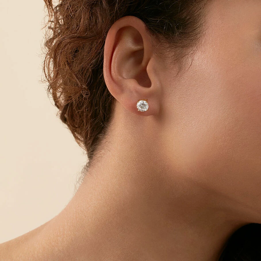 AGATHA FR Boucles D'oreilles Puces SOL - Cristal / DorĂ© â Image 2