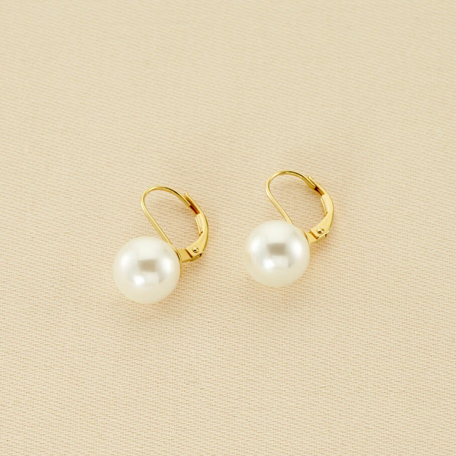 AGATHA FR Boucles D'oreilles Pendantes PEARLY - Perle / Doré