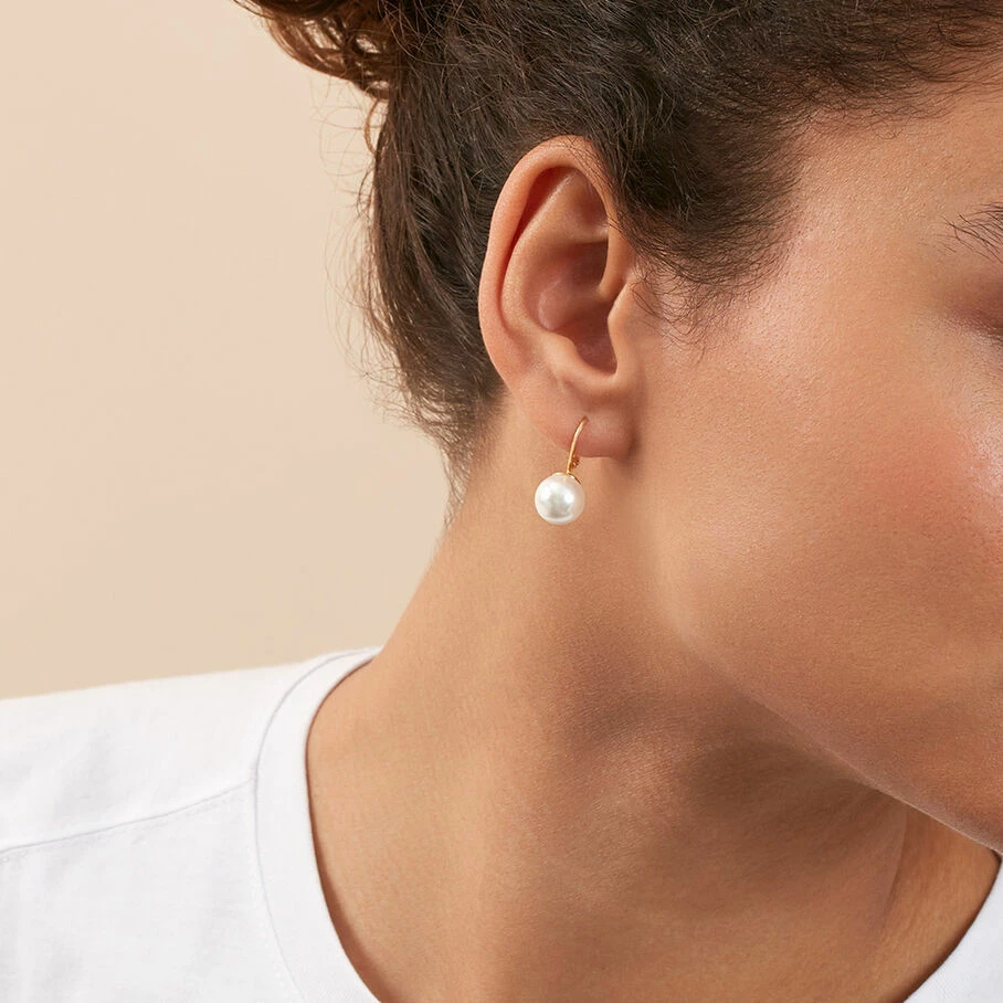 AGATHA FR Boucles D'oreilles Pendantes PEARLY - Perle / Doré – Image 2