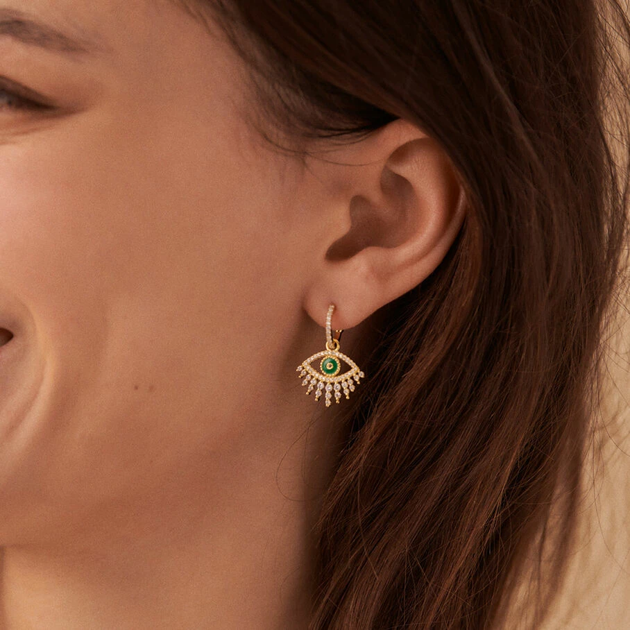 AGATHA FR Créoles LUCKY EYE - Vert / Doré – Image 3