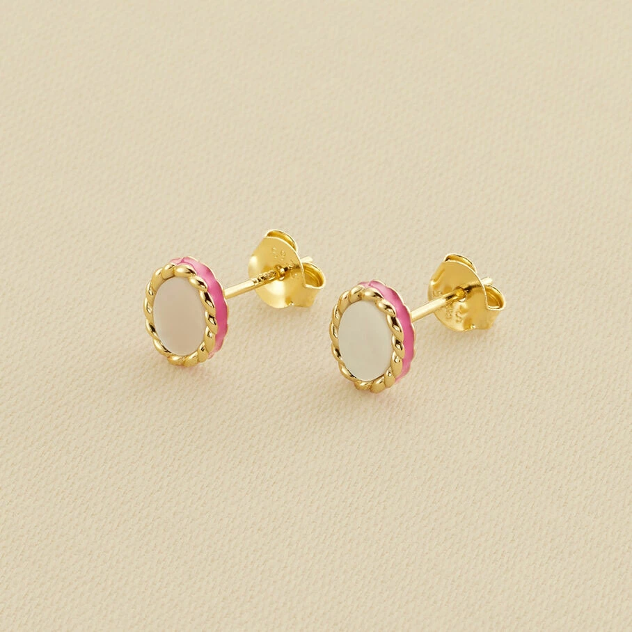 AGATHA FR Boucles D'oreilles Puces ATMA - Nacre /rose