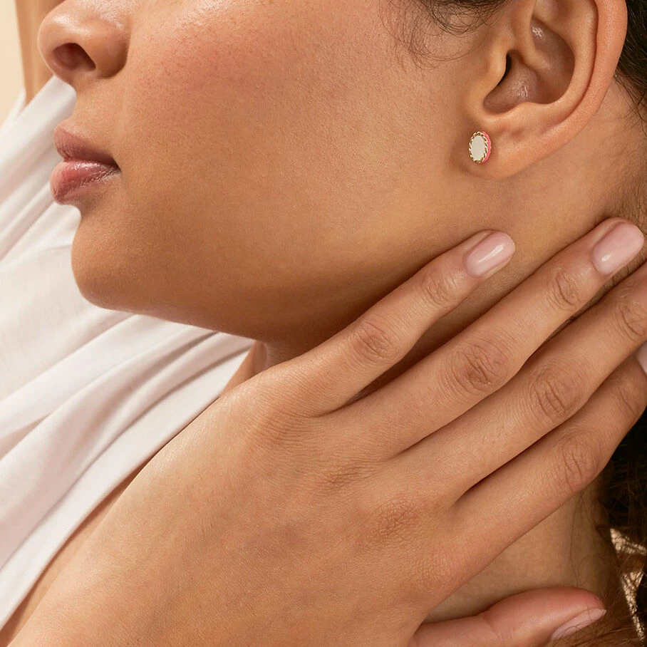 AGATHA FR Boucles D'oreilles Puces ATMA - Nacre /rose – Image 2