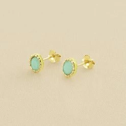 AGATHA FR Boucles D'oreilles Puces ATMA - Amazonite/ Jaune