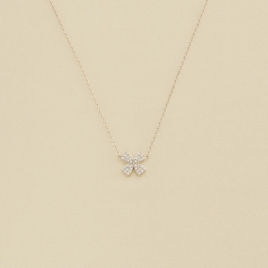 AGATHA FR Collier Ras Du Cou TREFLE - Cristal / Argenté