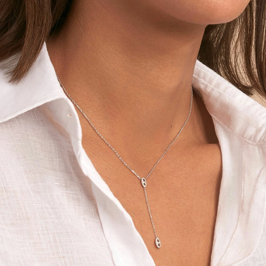 AGATHA FR Collier Mi-long ETREINTE - Cristal / Argenté – Image 2