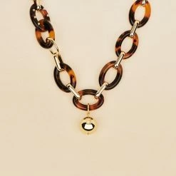 AGATHA FR Collier Mi-long BOUCLE - Ecaille / Doré