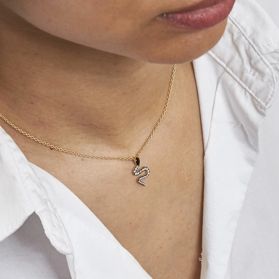 AGATHA FR Collier Ras Du Cou SNAKY - Cristal / Gun – Image 2