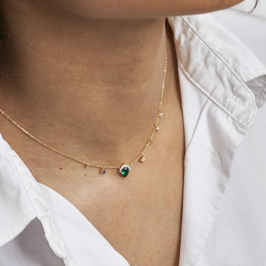 AGATHA FR Collier Ras Du Cou ASTRE - Vert / Doré – Image 2