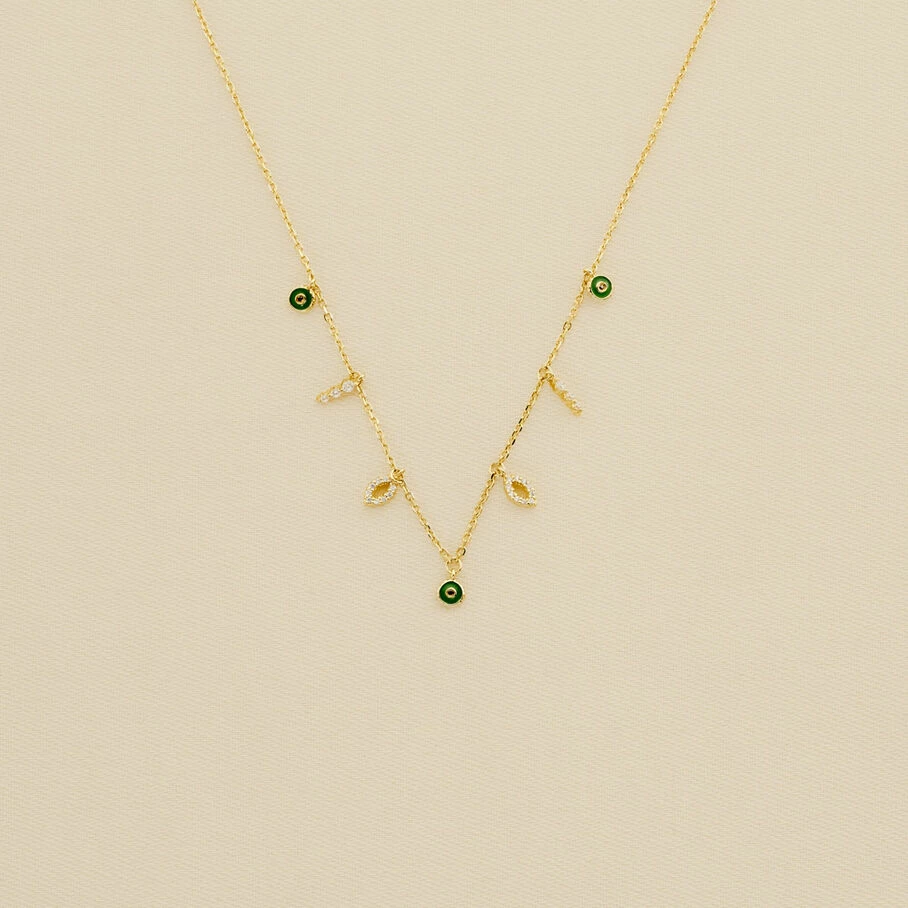 AGATHA FR Collier Ras Du Cou LUCKY EYE - Vert / Doré